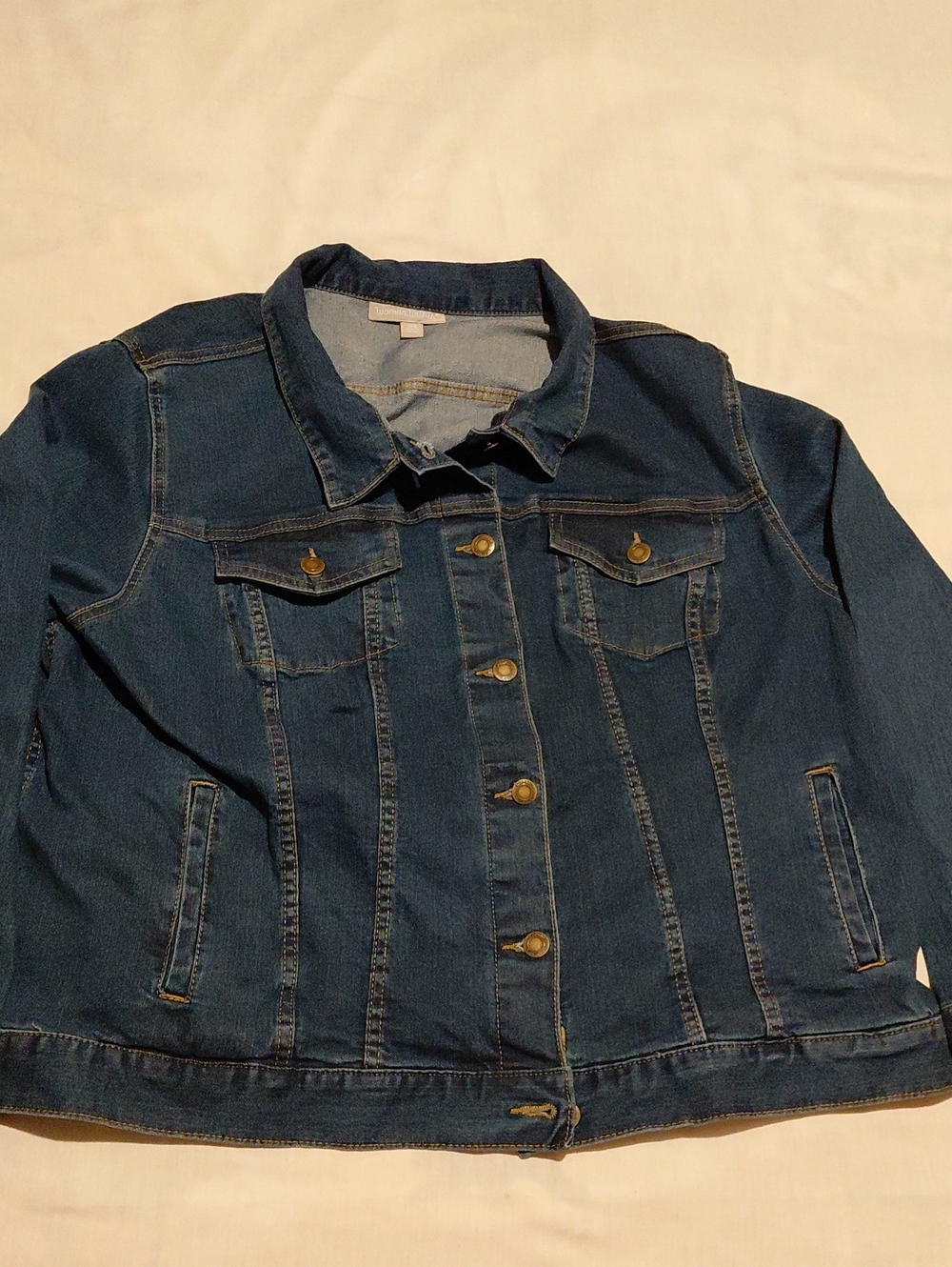 Woman Within Size 24W Dark Blue Denim Trucker Style Jean Jacket Plus Size
